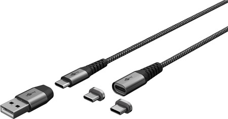 Magnetický kabel 2.0 2v1 Goobay 2xUSB-C 1xUSB-A