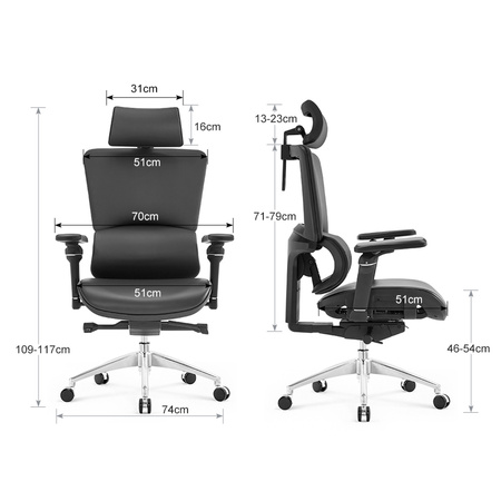 Ergonomiczny fotel biurowy obrotowy 6D EGAN Czarny