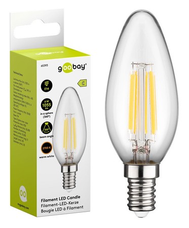 LED FILAMENT 6W E14 2700K Candle Goobay C žárovka