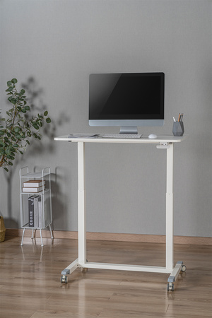 Adjustable table on wheels Buddy 04 white