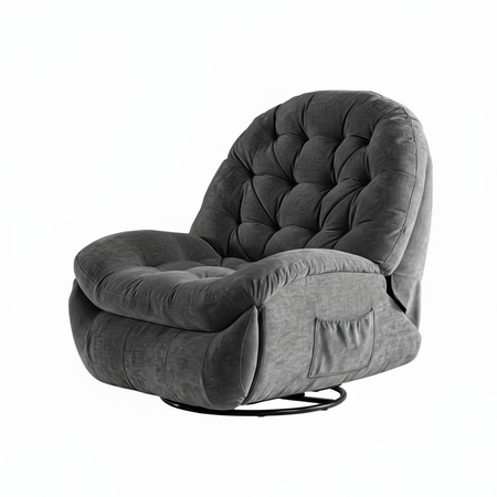 Rozkładany Fotel relaksacyjny obrotowy Spacetronik Flax 04M bujany szary
