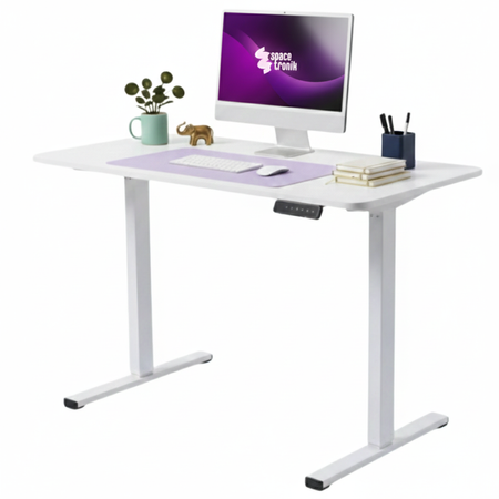 Biurko Elektryczne Białe 100x60 SPEO125WW Kompaktowe i Stylowe