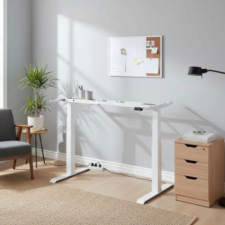 Elektryczne biurko regulowane 140×70 Latte Royale – dwusilnikowe