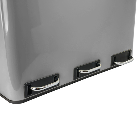 Kosz na śmieci metalowy 3x18L srebrny 54L