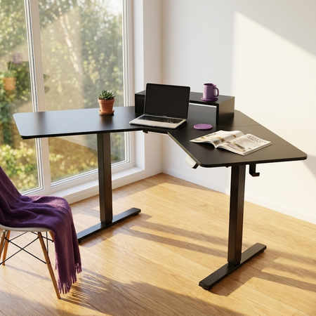 Biurko narożne regulowane SPEL112BB Spacetronik 120x50 cm czarne