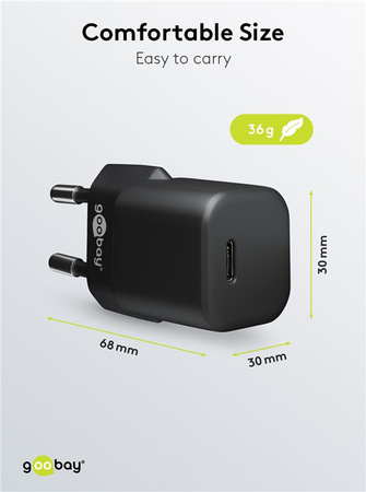 USB-C PD GaN 30W Netzladegerät Goobay BLACK