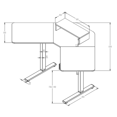 Biurko narożne regulowane SPEL112BR Spacetronik 120x50 cm ciemne drewno