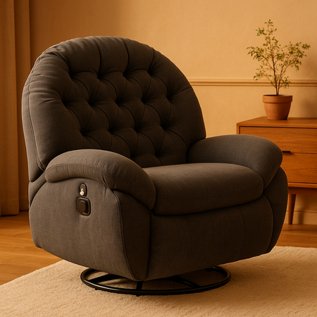 Rozkładany Fotel relaksacyjny obrotowy Spacetronik Flax 04M bujany szary