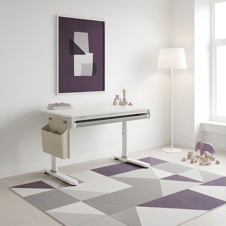 Zestaw Spacetronik: biurko regulowane 100×60 + krzesło dziecięce z podnóżkiem + nadstawka z pegboardem