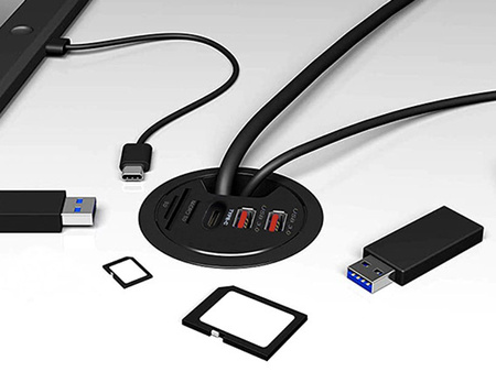 Spacetronik runde Tischsteckdose SPS-R0D5B