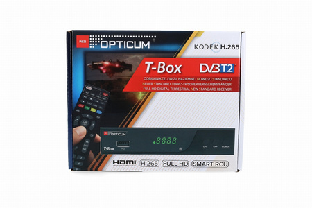 Tuner naziemny DVB-T2 HEVC H.265 OPTICUM RED T-BOX