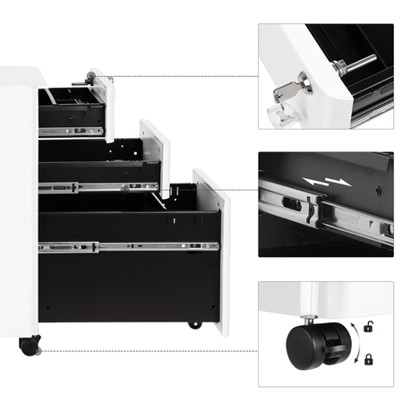 Zestaw do nowoczesnego biura: biurko elektryczne + fotel + szafka biały