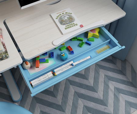 Zestaw dla dziecka regulowane biurko 112×60 z półką + ergonomiczne krzesło Spacetronik XD