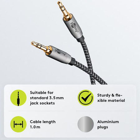 Audiokabel Jack 35mm x2 Goobay Plus TEXTIL 1m