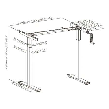 Height-adjustable manual rack SPE110MG
