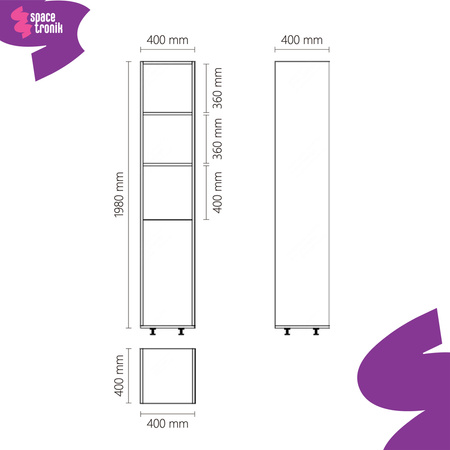 Szafka z 3 półkami 198cm Spacetronik SPE-PODF03