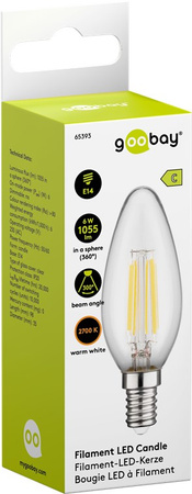 LED FILAMENT 6W E14 2700K Candle Goobay C žárovka