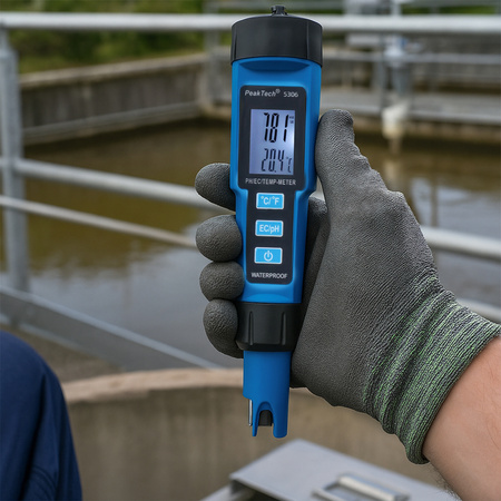 Měřič hladiny kapaliny PeakTech 5306 pH, teploty a EC