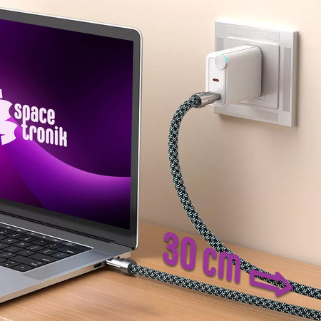 Kabel USB-C ze smyczą PD 240W 30cm BW