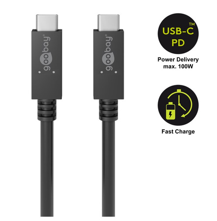 USB-C 3.2 Gen2x2 100W 20Gb/s PD Goobay 05m kábel