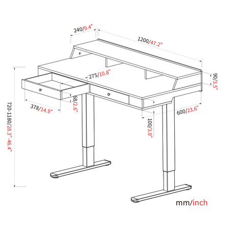 Elektryczne biurko Spacetronik SPEF141BR Frodi