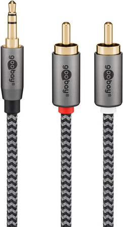 Kabel audio Jack - 2x RCA Goobay Plus TEXTIL 1m