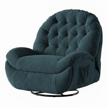 Fotel elektrycznie regulowany Spacetronik Flax 04 relaksacyjny bujany Akwamarynowy Mrok