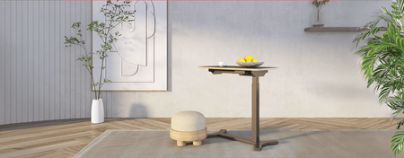 Electric adjustable table with wheels Buddy white
