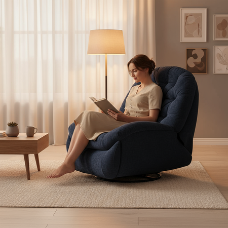 Fotel elektrycznie regulowany Spacetronik Flax 04 relaksacyjny bujany granatowy