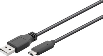 USB-C - USB-A 2.0 Kabel Schwarz 1m Goobay