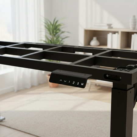 Zestaw do nowoczesnego biura: biurko elektryczne + fotel czarny