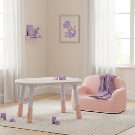 Zestaw mebli dziecięcych Spacetronik – stolik SPEX201 i sofa SPC-XD-24 różowy