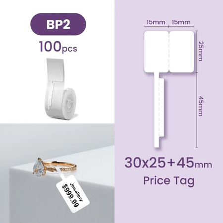 Etiketten Serie B Niimbot 30x25+45 mm 100 Stück weiß