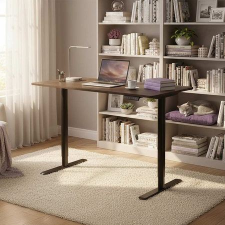 Spacetronik Moris 121BT 120x60 electric desk, Black frame, Dark wood top