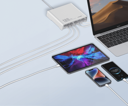 120W 6portová nabíječka USB A a C Ldnio Q605 černá