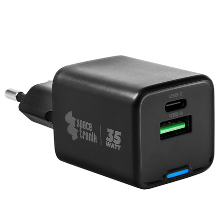 Ładowarka Spacetronik 2w1 35W USB-C USB PD Quick 3.6A Czarna