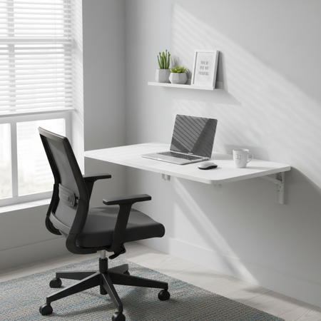 Składane biurko ścienne SPB149W 80×40 cm białe składane 90°