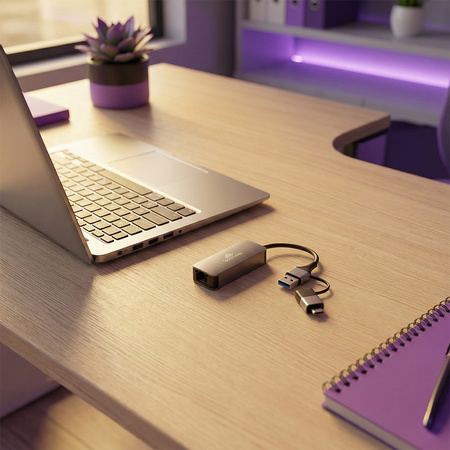 Externí síťový adaptér USB-C USB 3.2 na port LAN 2,5 Gb/s Spacetronik