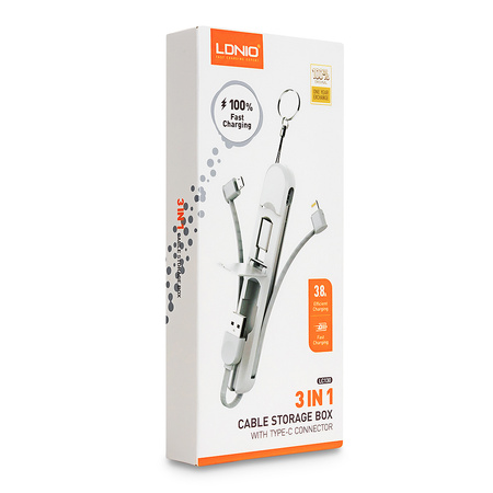 Kabel 2 v 1 USB-A - micro + Lightning + adaptér USB-C