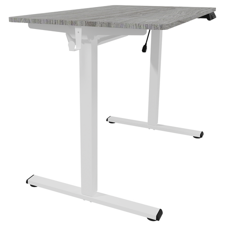 Spacetronik Moris 124WG 100x60 elektrický stůl, šedá dřevěná deska, bílý rám