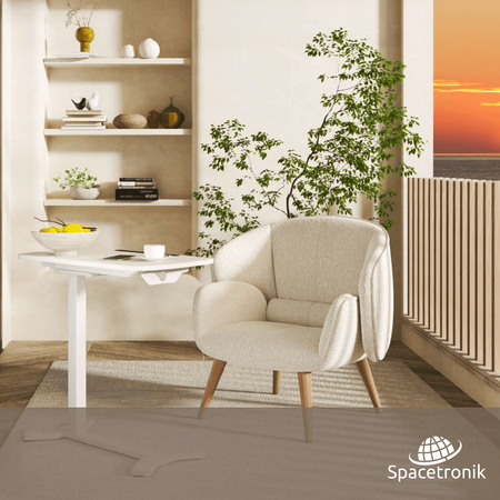 Buddy adjustable table on wheels white, wood