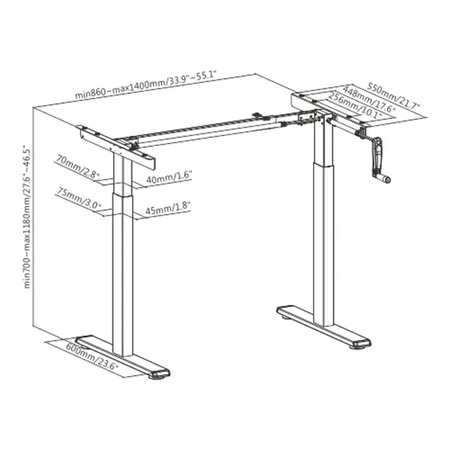Height-adjustable manual rack SPE110MB