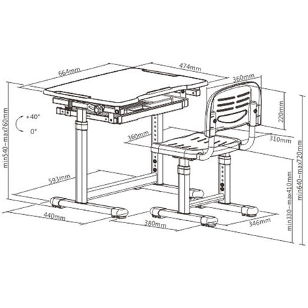 Biurko i Krzesło Dziecięce Spacetronik SPEX124WA