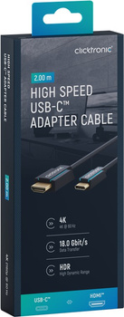 CLICKTRONIC USB-C - HDMI 2.0 4K 60Hz 2m kábel
