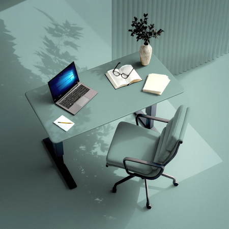 Biurko regulowane Vegard elektryczne dwusilnikowe MDF czarno-zielone