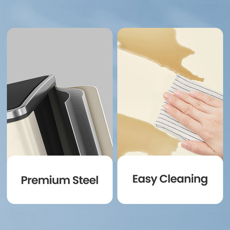 Kosz na śmieci metalowy trzykomorowy kremowy