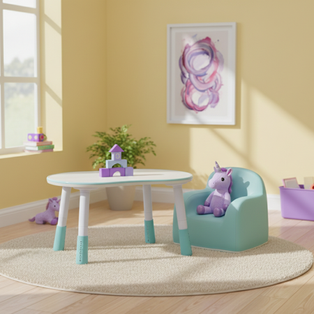 Zestaw mebli dziecięcych Spacetronik – stolik SPEX201 i sofa SPC-XD-23 niebieski