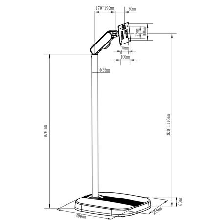 Mobilny Stojak Podłogowy TV SPET03W na Sprężynie Gazowej