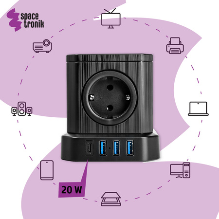 Zestaw Listwa zasilania 13AC 3USB 1USB-C SPS-CS01B