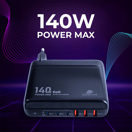 Charging station 140W GaN SR103 LED 6 USB PD+QC3.0